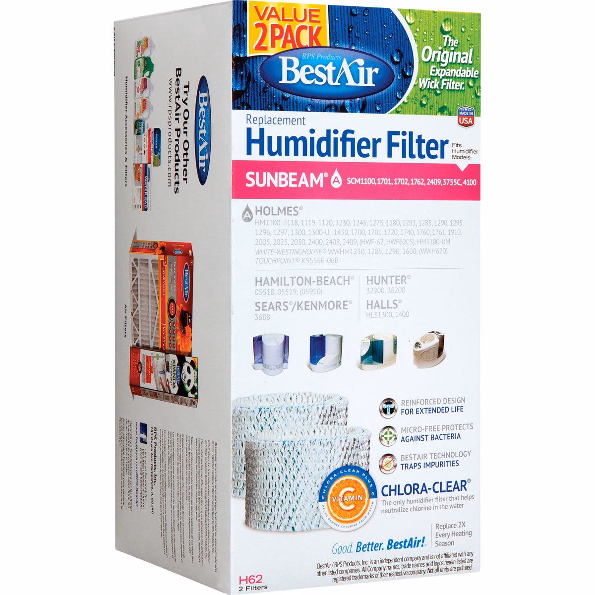BestAir Table Top Humidifier Wick Filter (2-Pack)