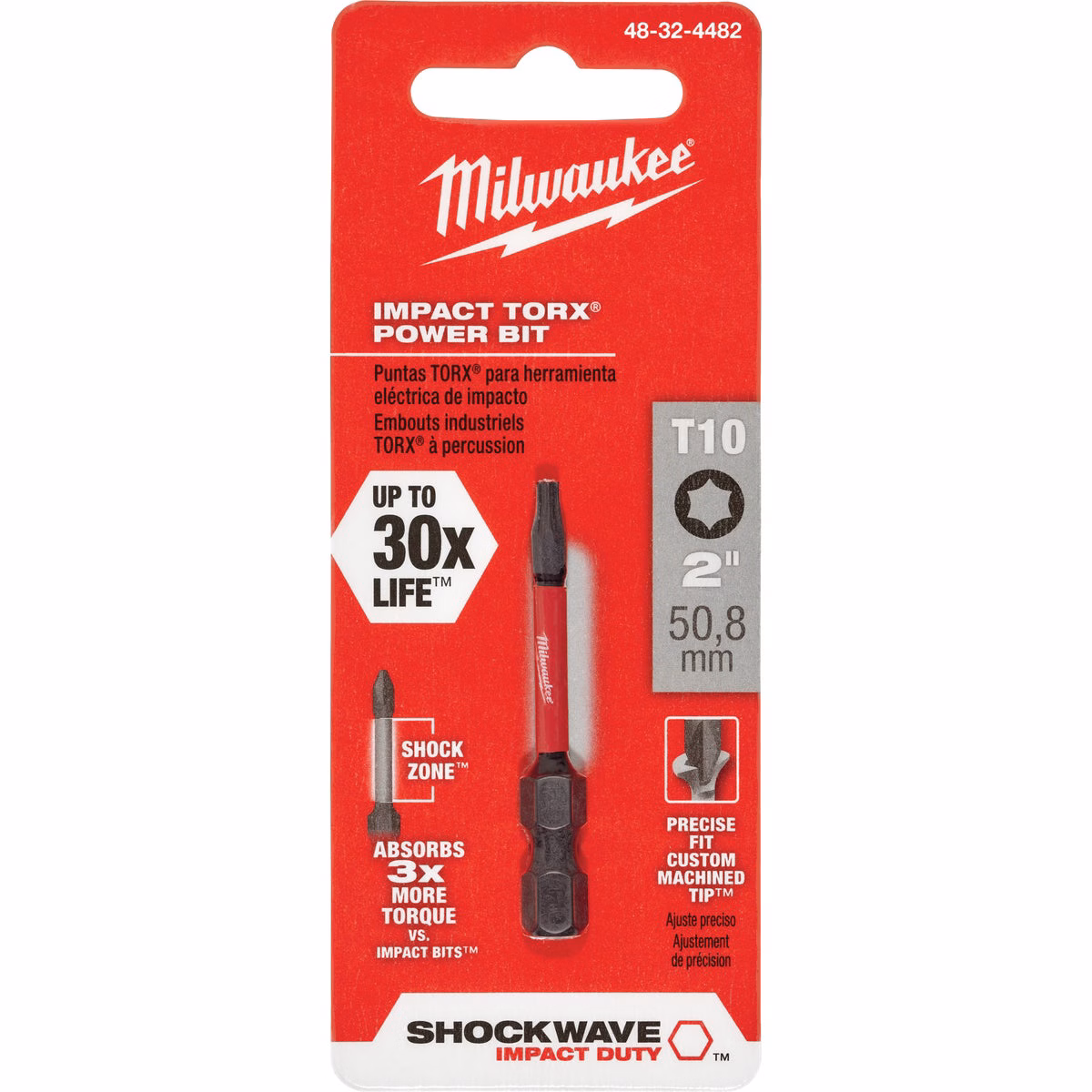 Milwaukee SHOCKWAVE T10 TORX 2 In. Power Impact Screwdriver Bit