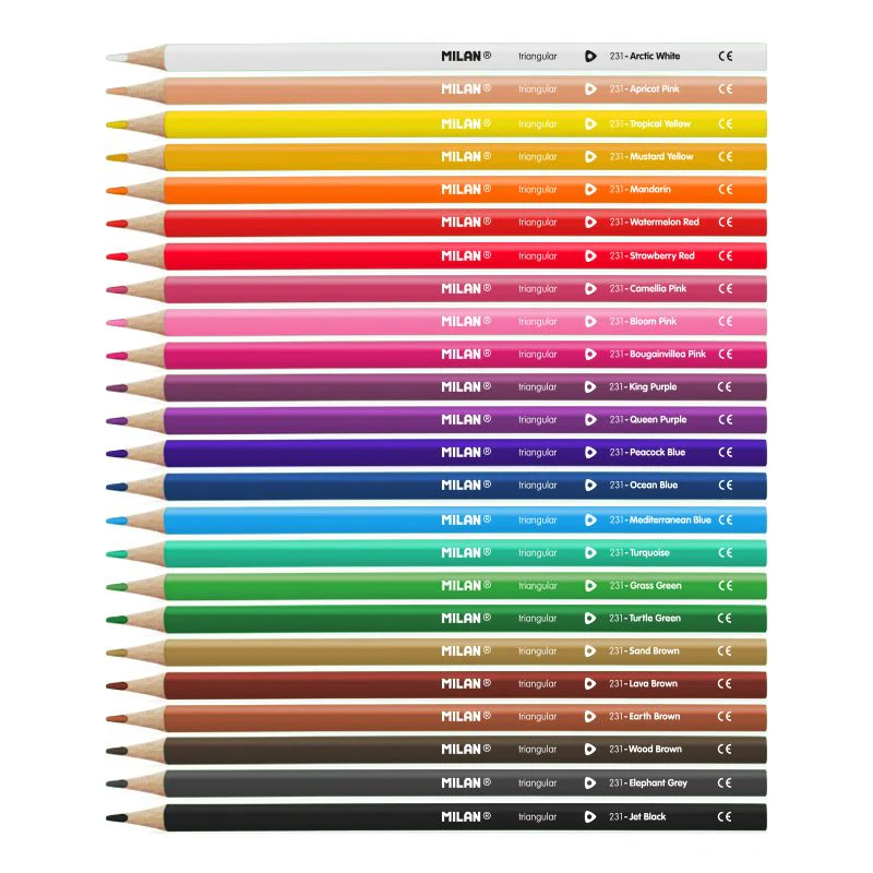 Milan Triangular Colour Pencils – Set of 24 with Ergo Grip