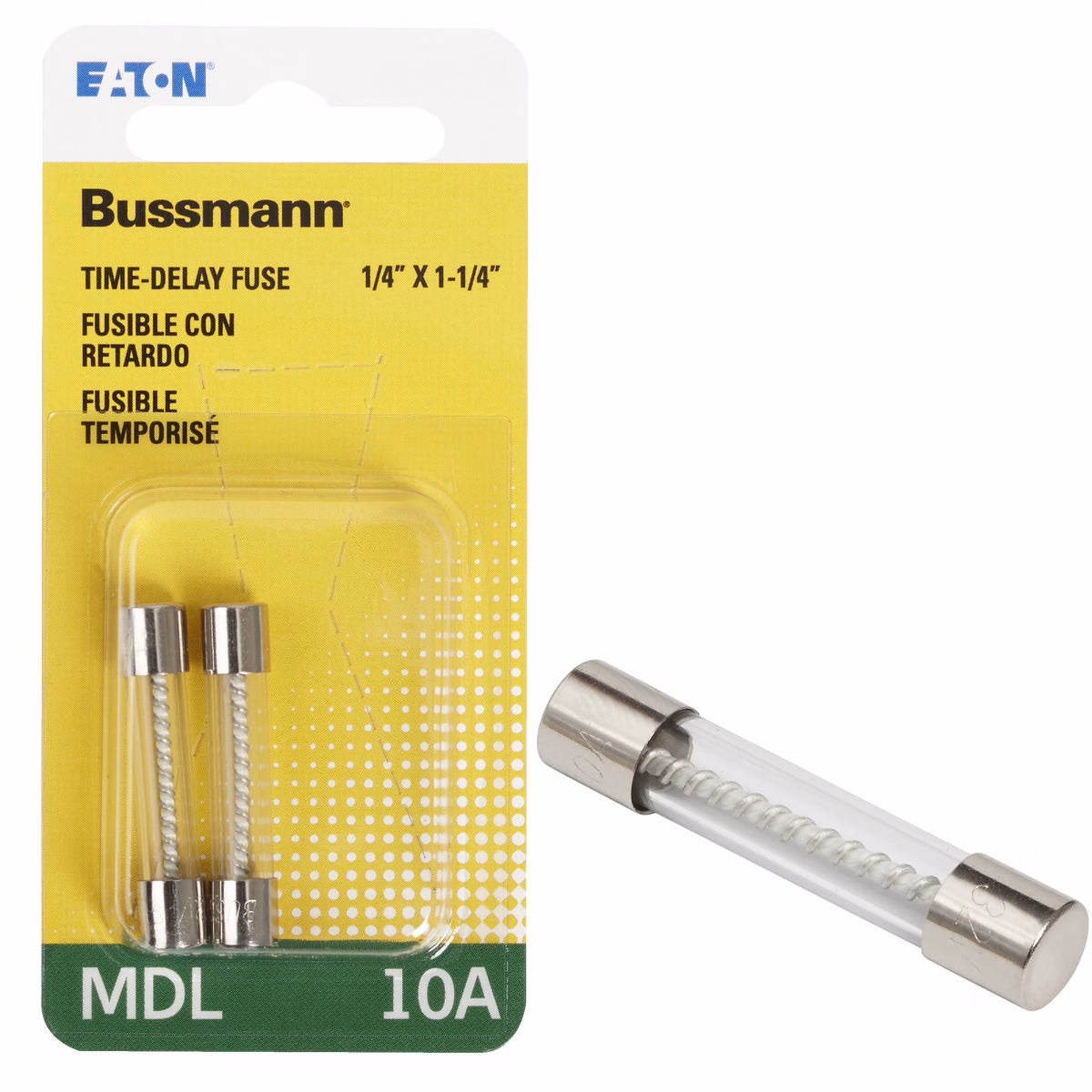 Bussmann 10A MDL Glass Tube Electronic Fuse (2-Pack)