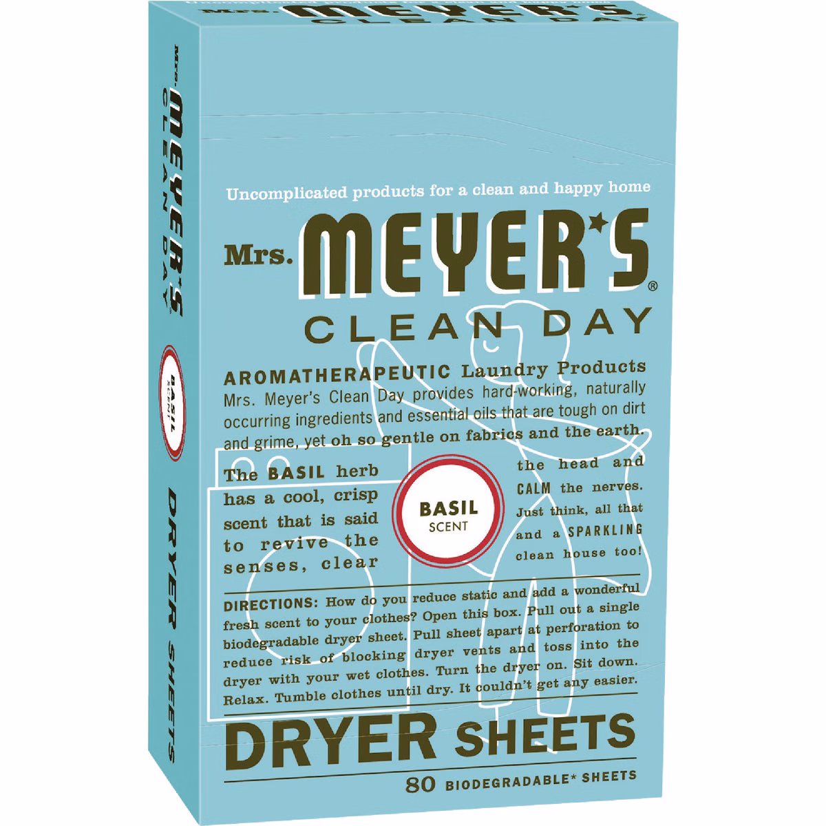 Mrs. Meyer's Clean Day Basil Dryer Sheet (80-Count)