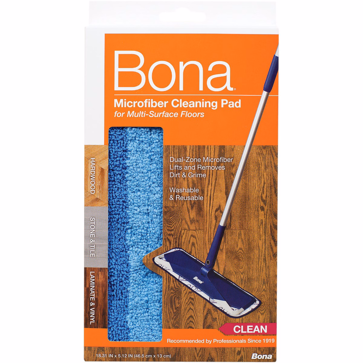 Bona 4 In. W. x 15 In. L. Microfiber Cleaning Pad Mop Refill