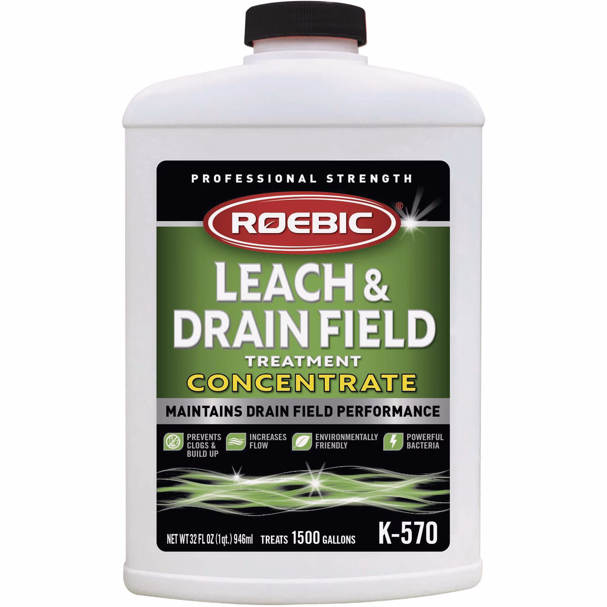 Roebic K-570 1 Qt. Concentrate Septic Tank Treatment Leach and Drainfield Cleaner
