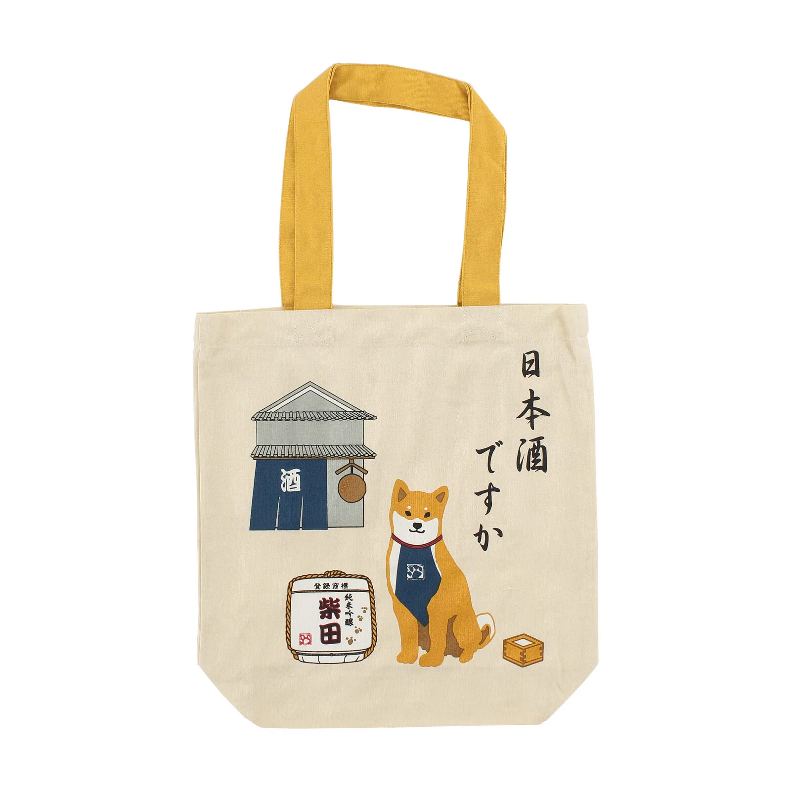 Sake Brewery Shiba Inu Cotton Tote Bag [A4 Size]