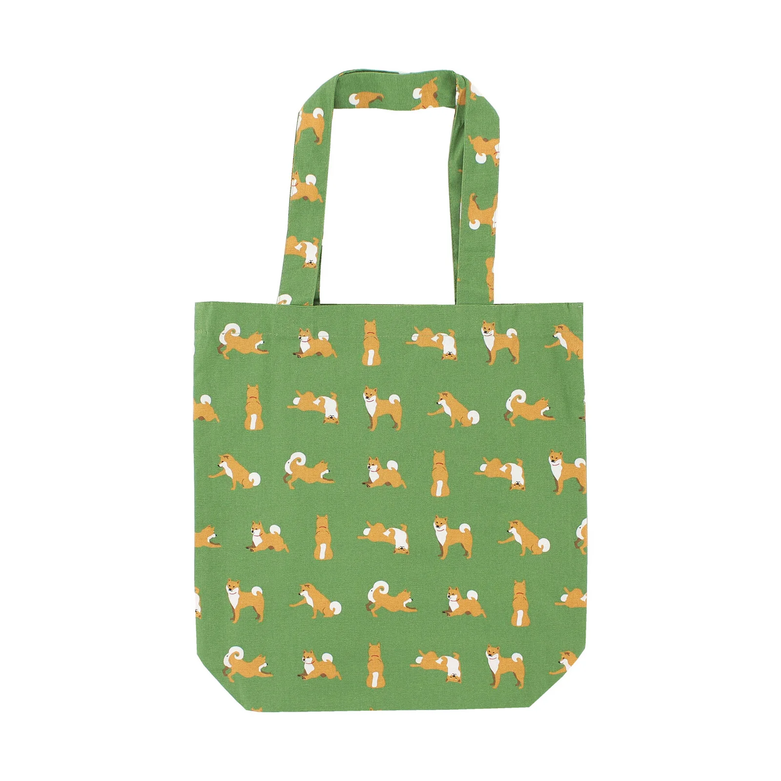 Playful Shiba Parade Cotton Tote Bag – A4 Size