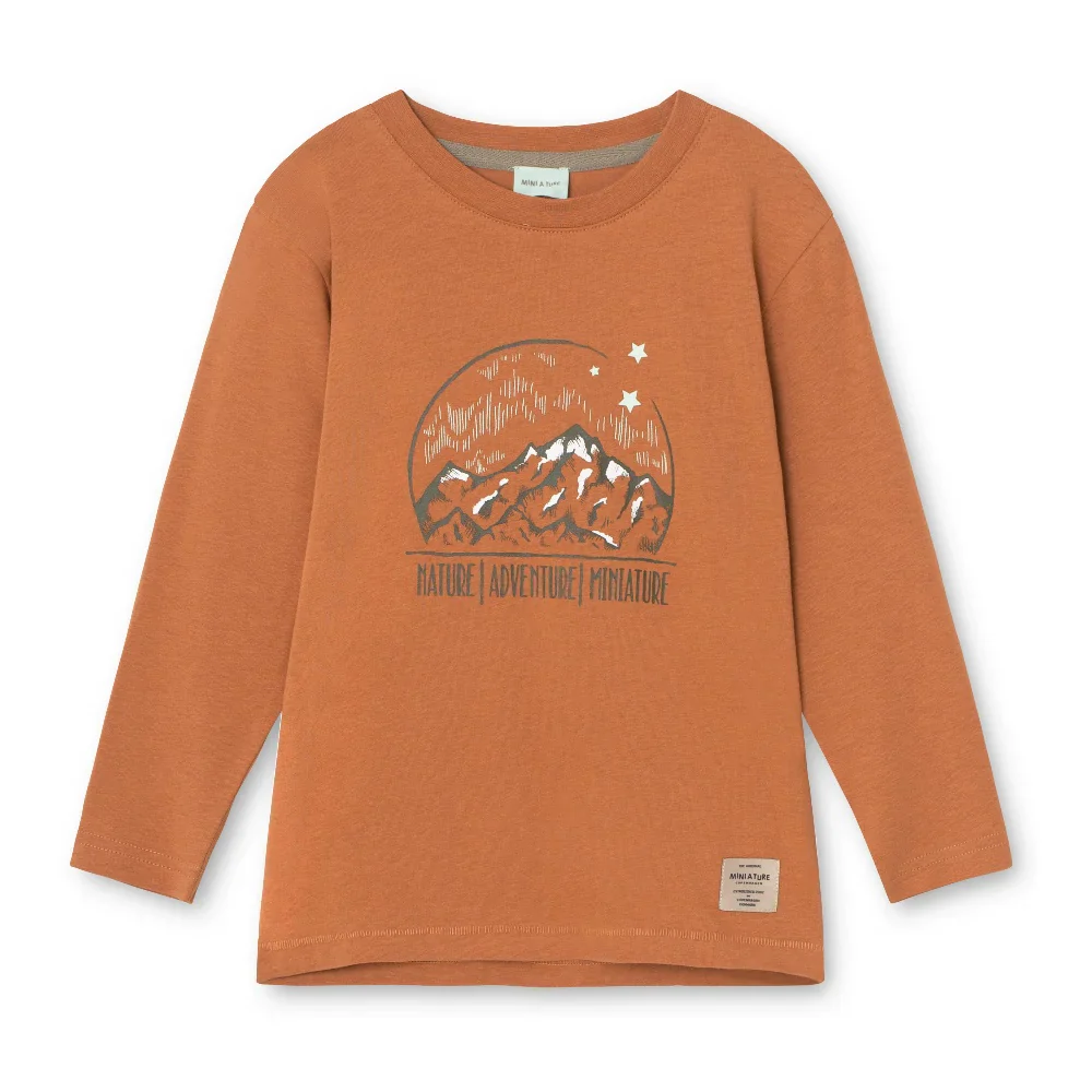 MINI A TURE Kids MATCHAPTER Long Sleeve T-Shirt – Pecan Brown