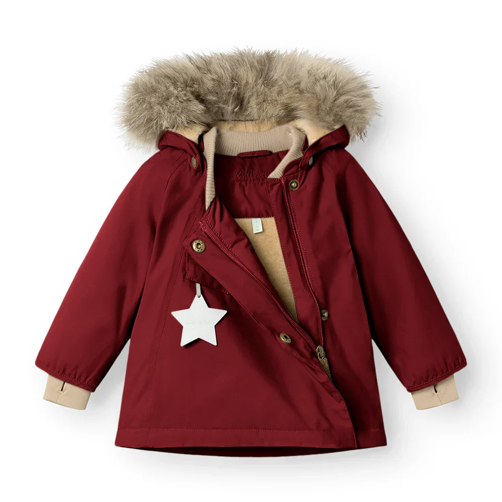 MINI A TURE Kids WANG Winter Jacket w/ Fur Hat – Red Merlot