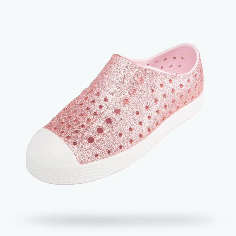 Native Kids Jefferson BLING Sandals Shoes – Milk Pink Bling / Shell White