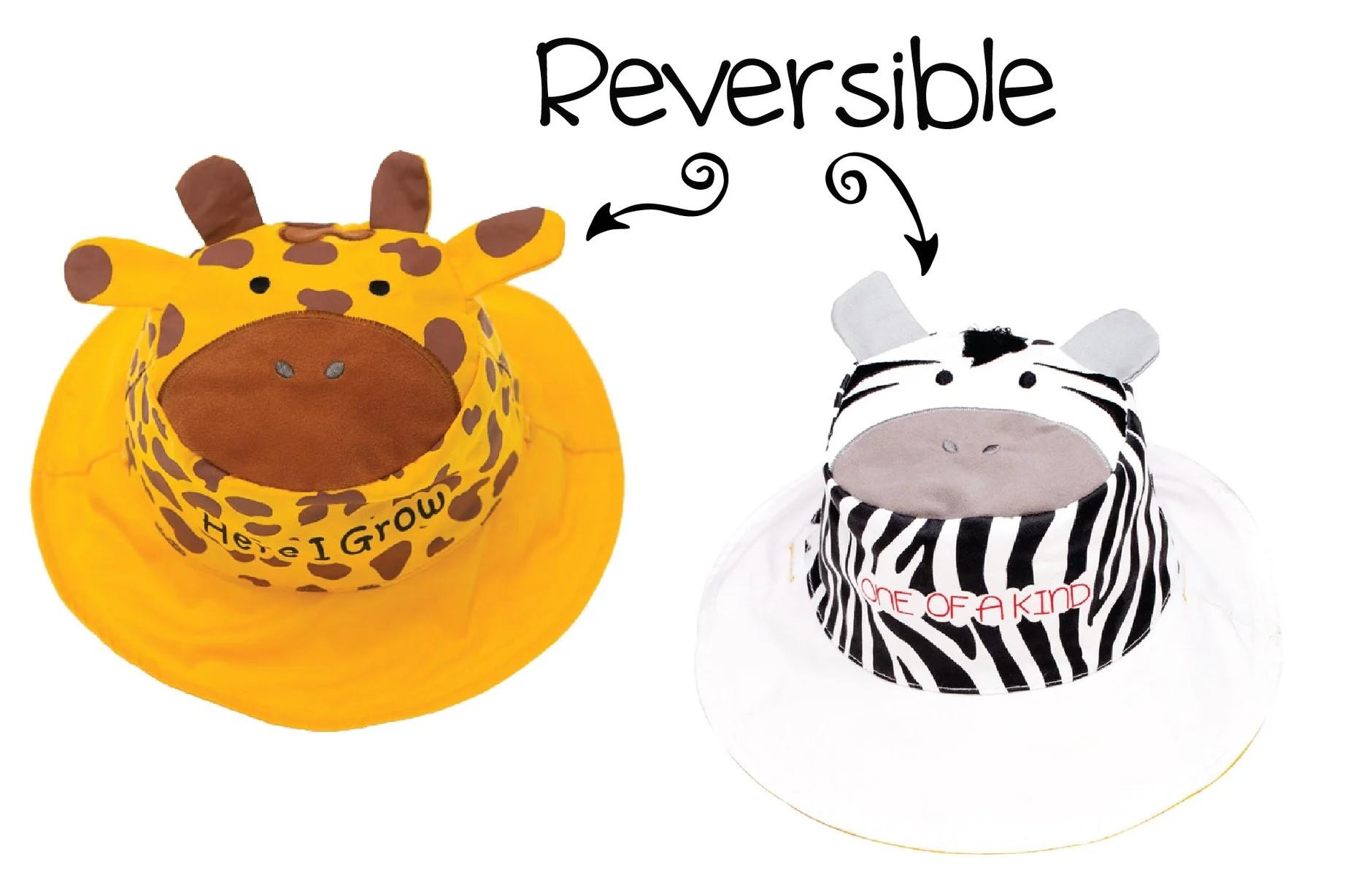 FlapJackKids Kids UPF50+ Sun Hat – Giraffe/Zebra