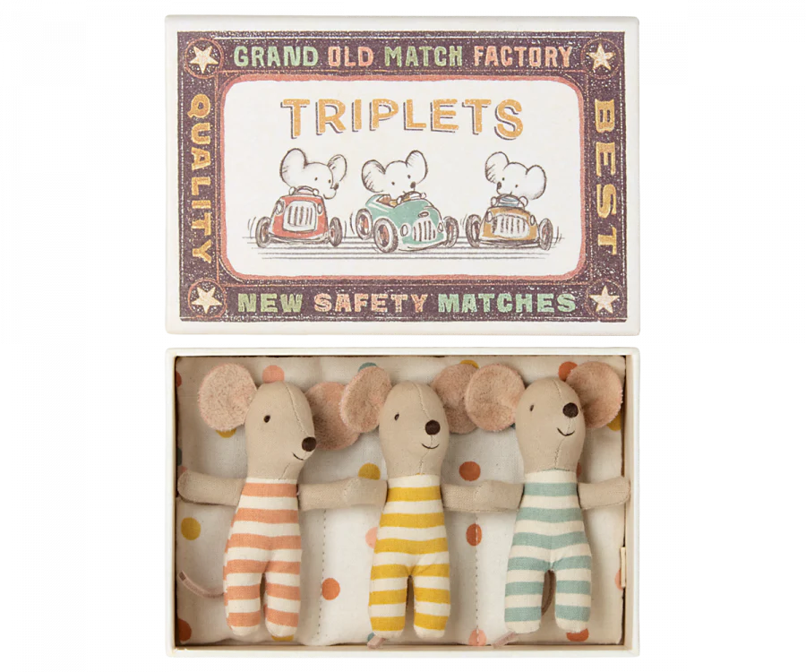 Maileg Baby Mouse Triplets in Box