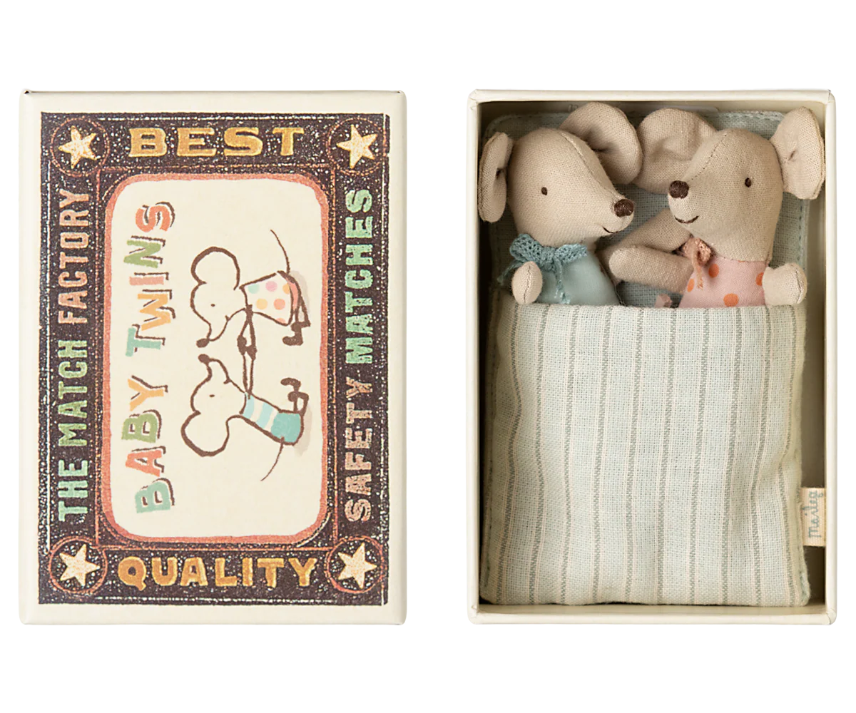 Maileg Twins, Baby Mice in Matchbox