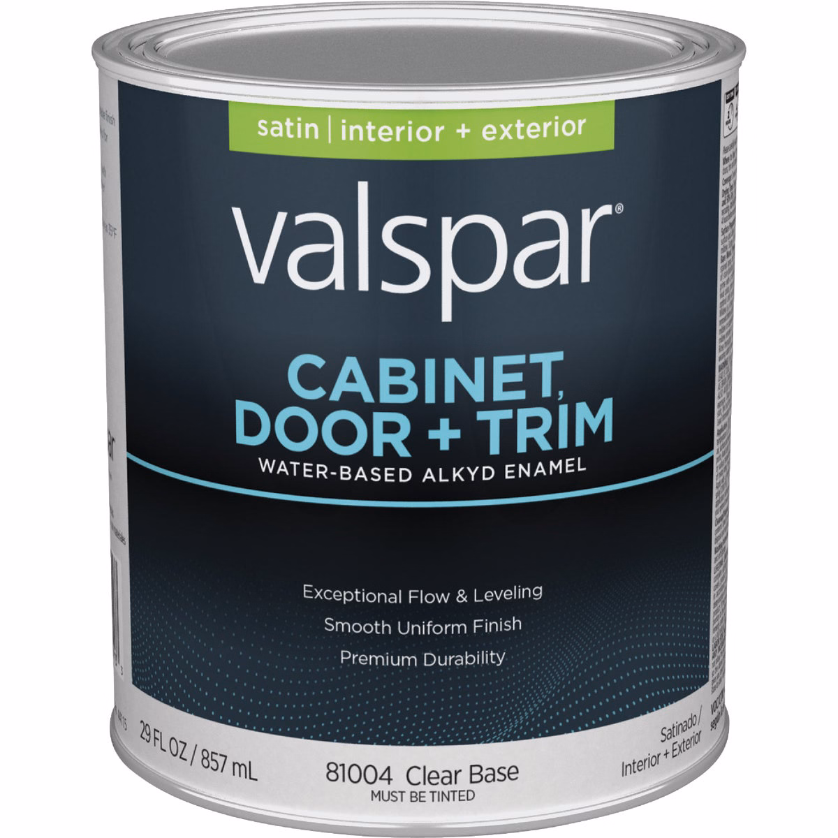 Valspar Cabinet Door & Trim Waterborne Alkyd Satin Interior/Exterior Enamel, Clear Base, 1 Qt.