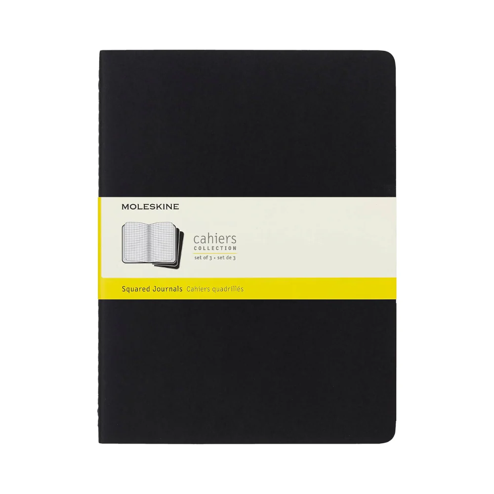 Moleskine Squared Black Cahier 19cm x 25cm [pack of 3]
