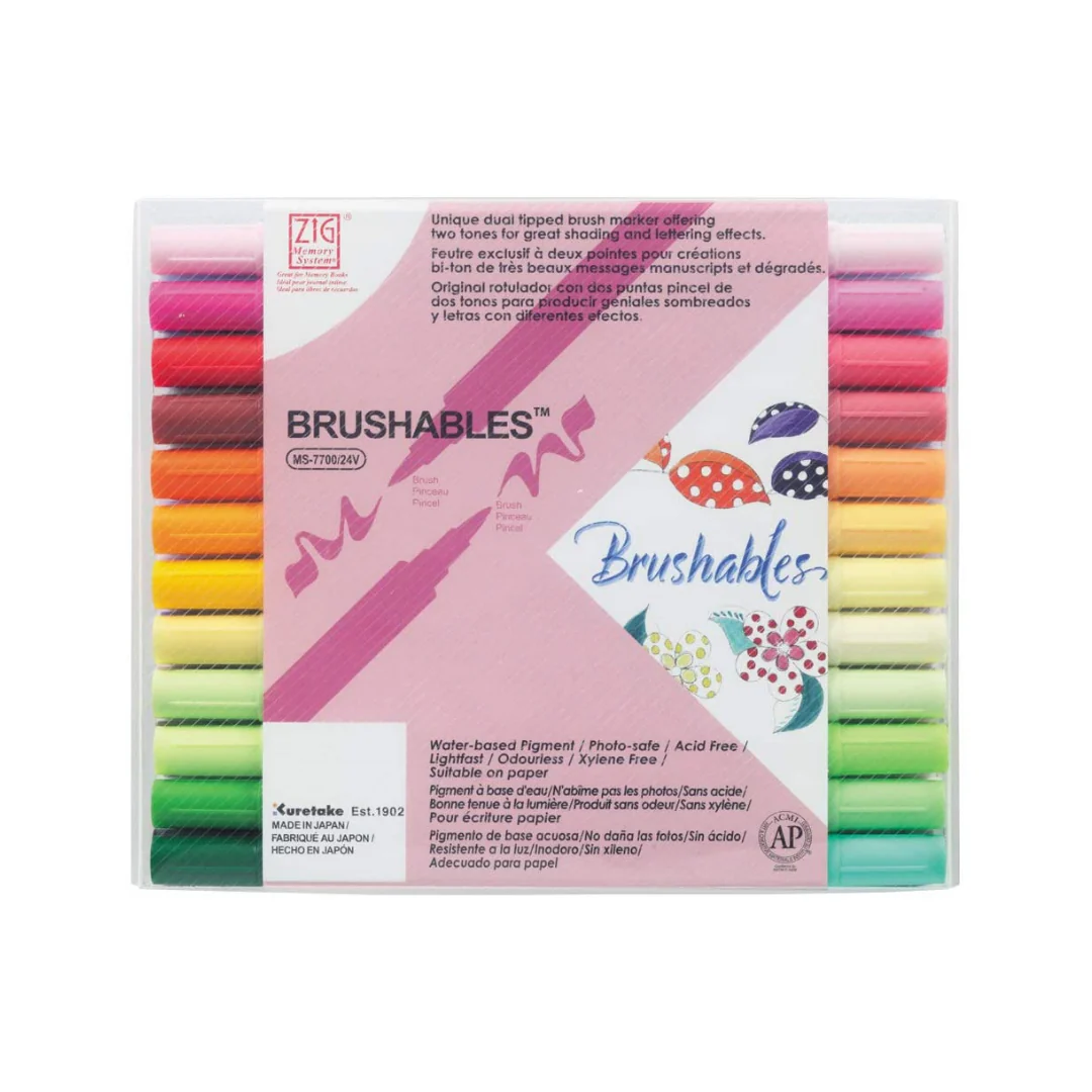 Kuretake ZIG Memory System Brushables – 24 Colours Set