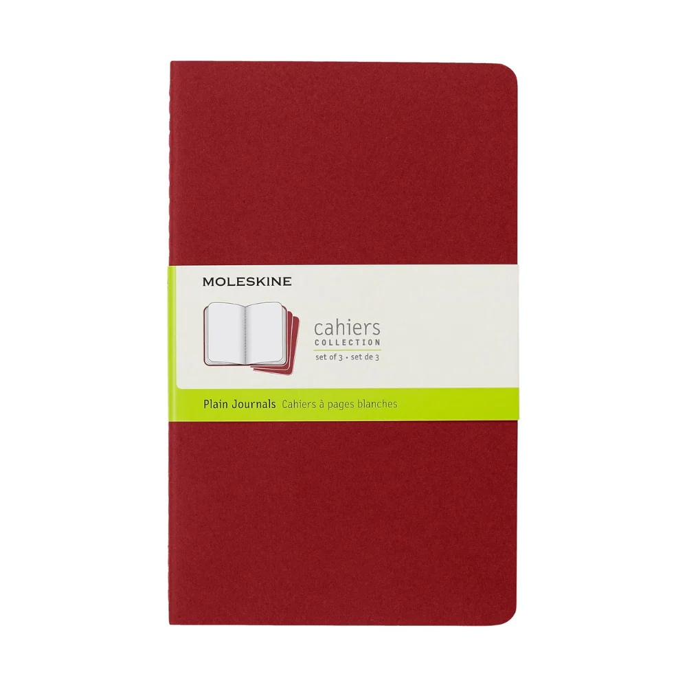 Moleskine Plain Red Cahier 13cm x 21cm [pack pf 3]