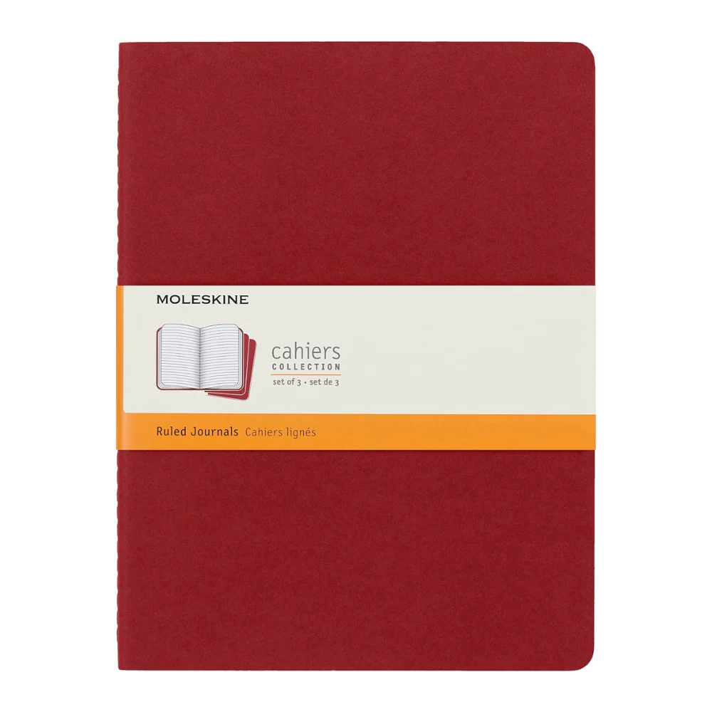 Moleskine Ruled Red Cahier 19cm x 25cm [pack of 3]