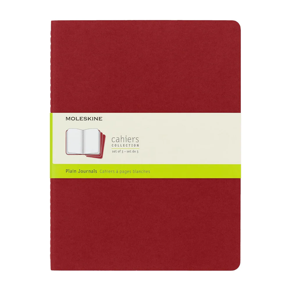 Moleskine Plain Red Cahier 19cm x 25cm [pack pf 3]