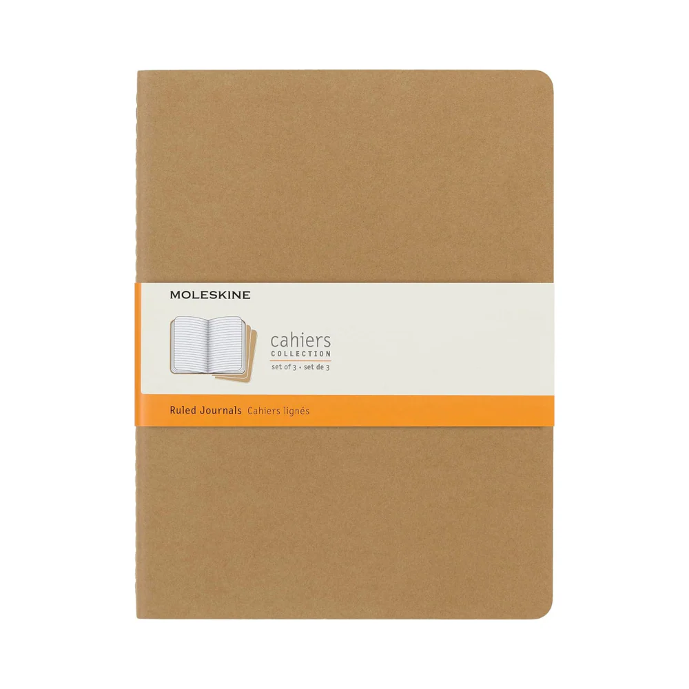 Moleskine Ruled Kraft Cahier 19cm x 25cm [pack of 3]