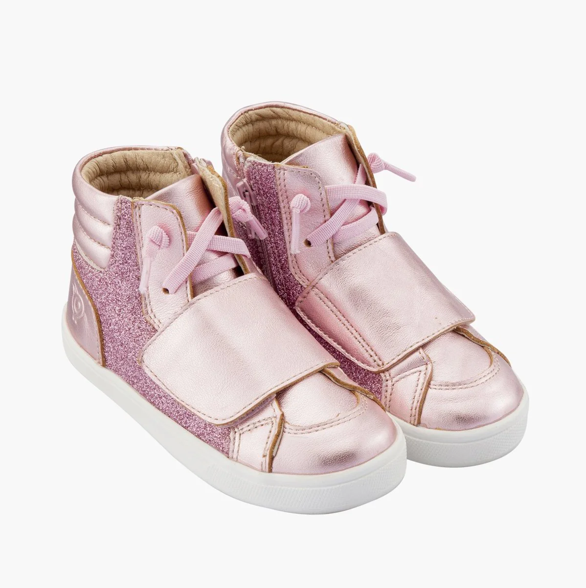 Old Soles Kids Girl O-Glam Leather Sneakers in Glam Pink