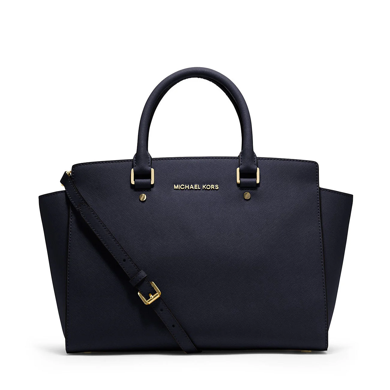 Michael Kors SELMA Large Saffiano Leather Satchel – Navy