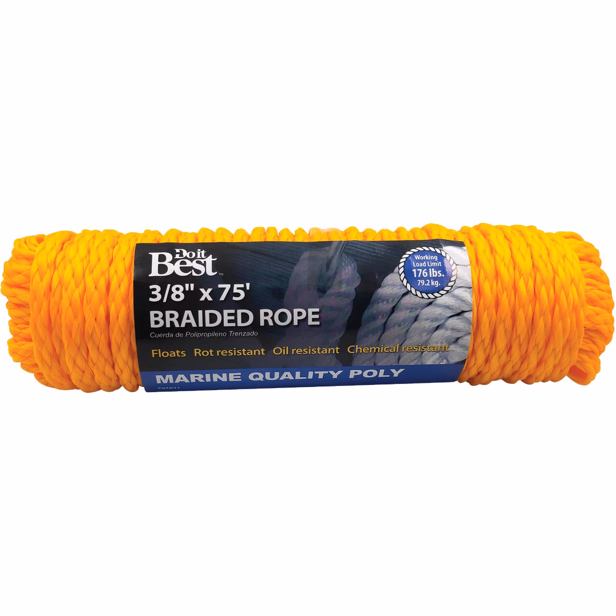 Do it Best 3/8 In. x 75 Ft. Yellow Braided Polypropylene Packaged Rope