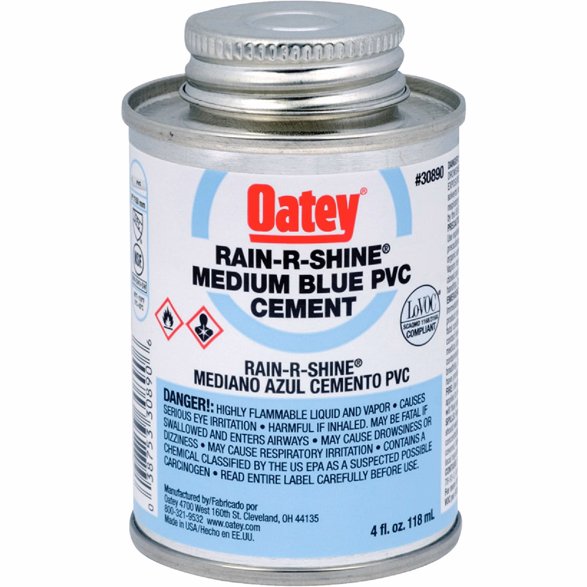 Oatey Rain-R-Shine 4 Oz. Medium Bodied Blue PVC Cement