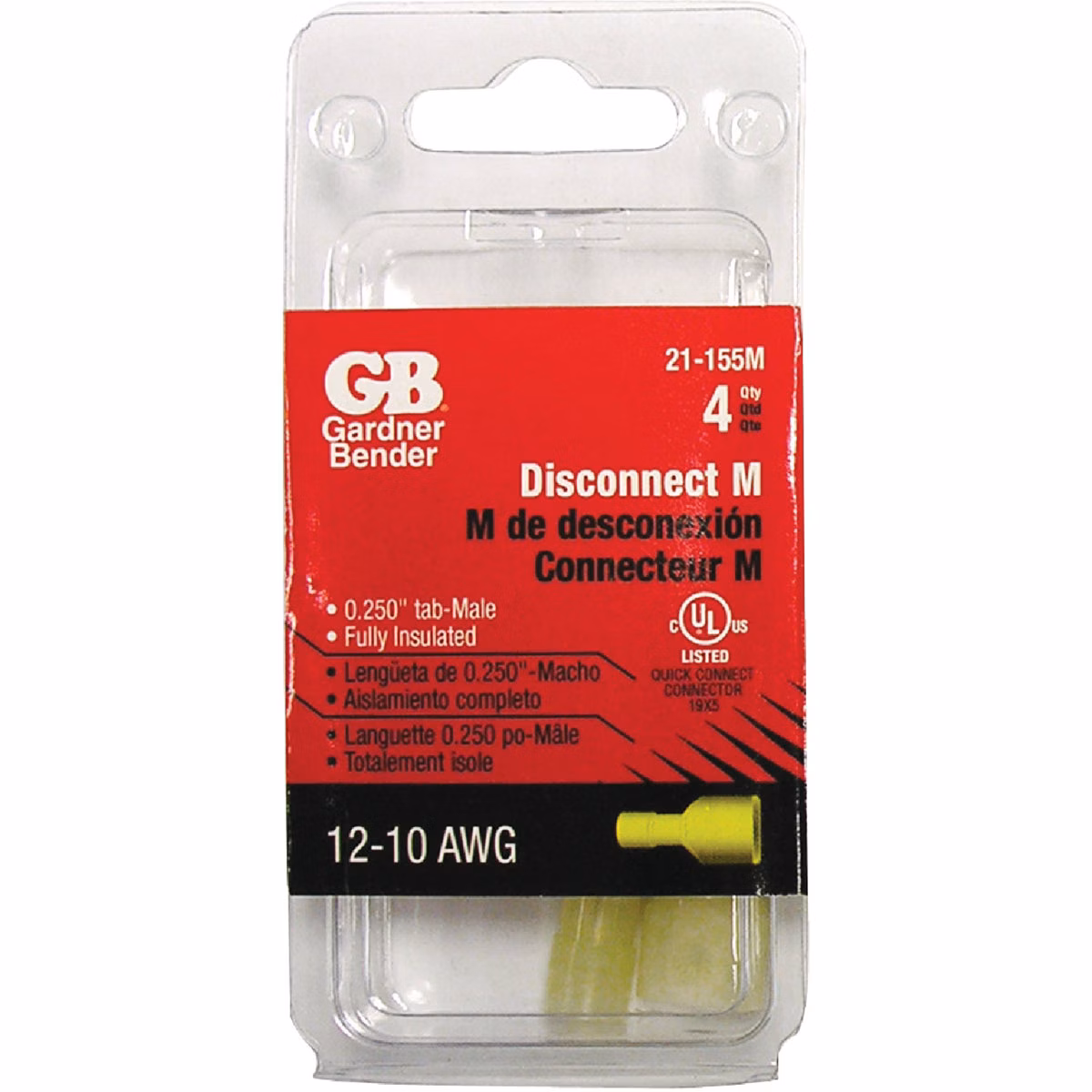 Gardner Bender 12 to 10 AWG Male Yellow Fully-Insulated Disconnect (4-Pack)