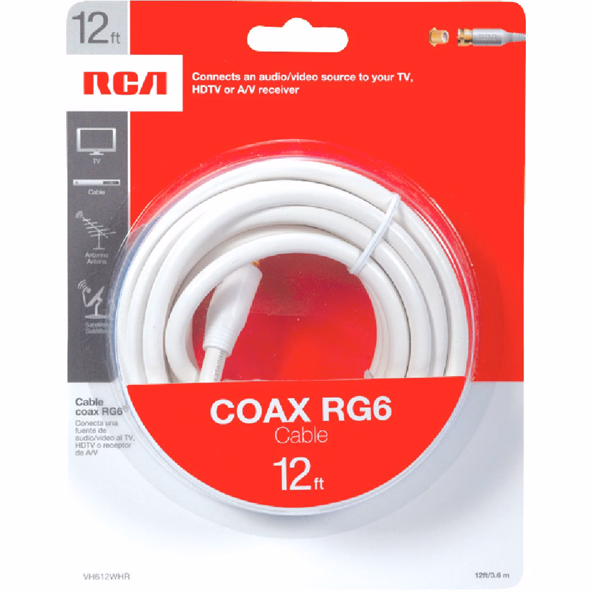 RCA 12 Ft. White Digital RG6 Coaxial Cable