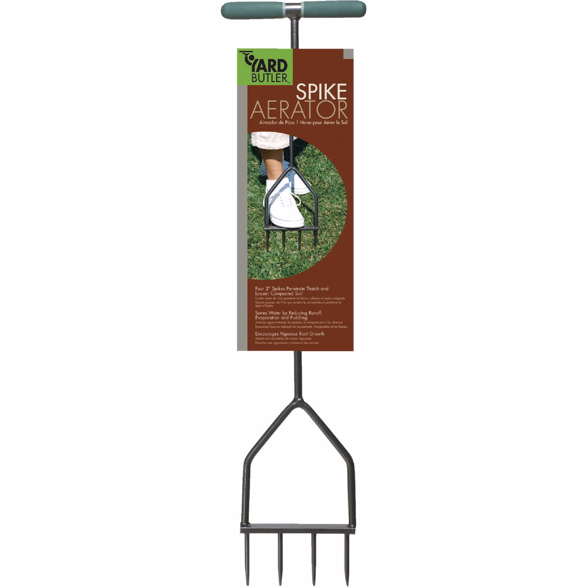 Yard Butler Multispike 4-Tine Hand Lawn Aerator