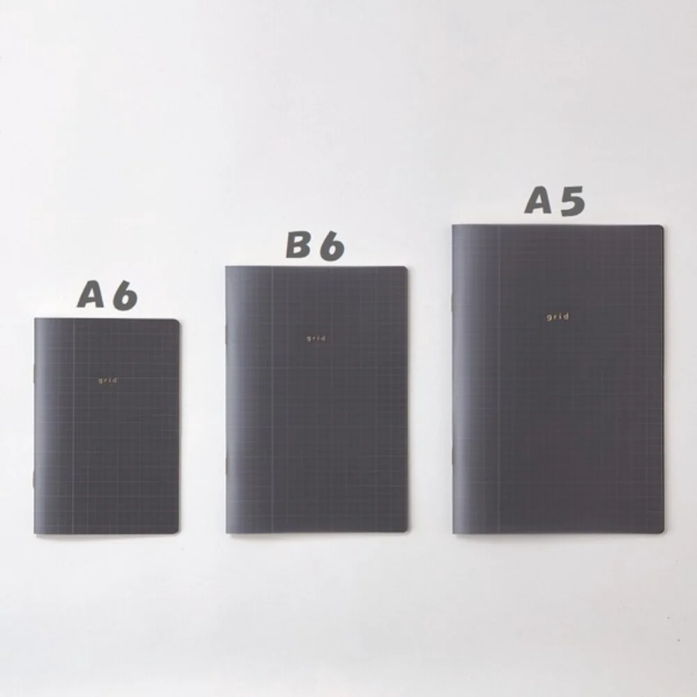 Isshoni Slim Grid Notebook – A6, B6, A5