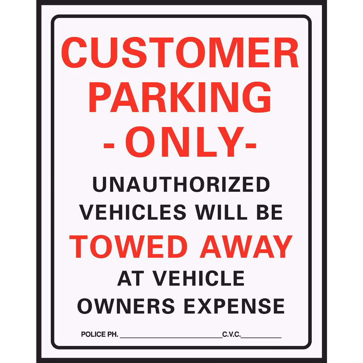 Hy-Ko Commercial Grade Plastic Sign, Customer Parking Only