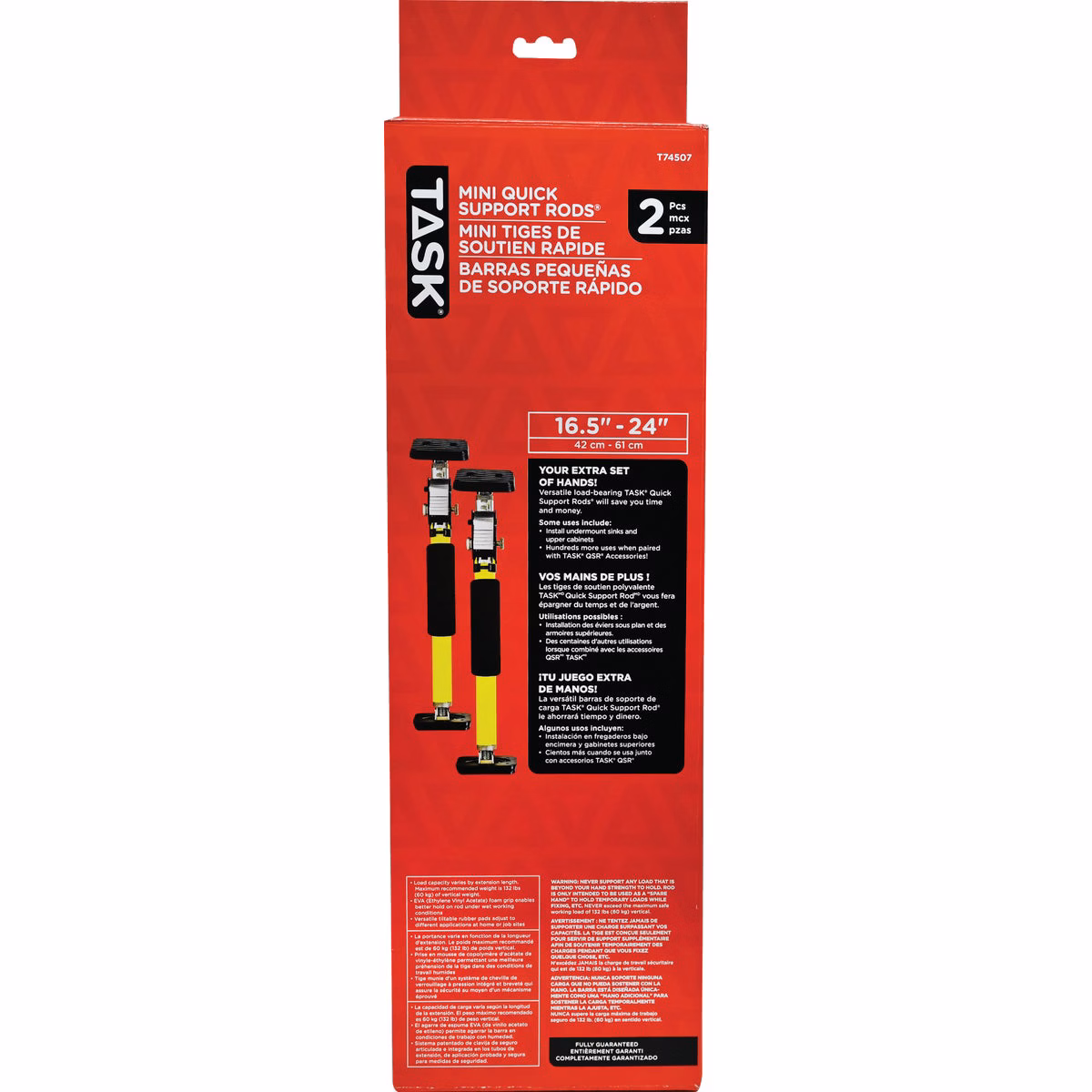 Task 16-1/2 In. to 24 In. EVA Mini Quick Support Rod (2-Pack)