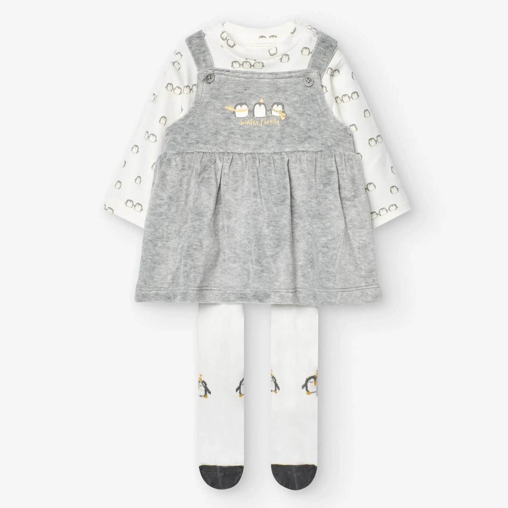 Losan Kids Baby PENGUIN Shirt Dress w/ Socks Set – Newborn