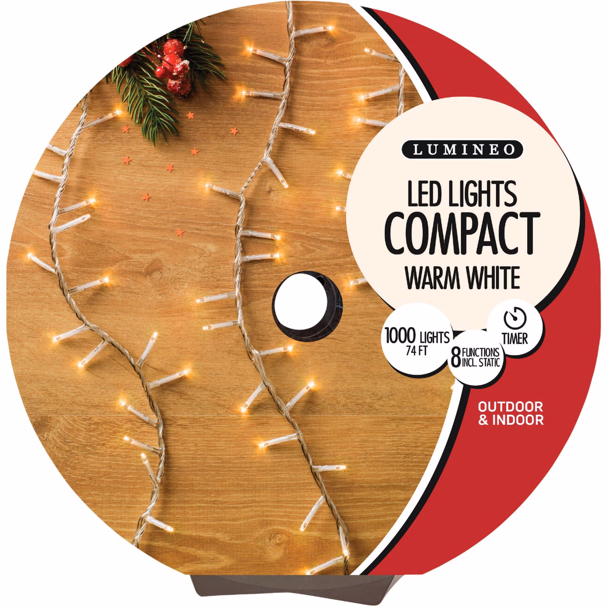 Holiday Wonderland Warm White 1000-Bulb LED Compact Light Set with Transparent Wire