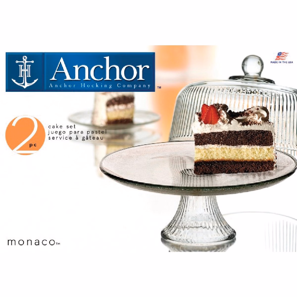 Anchor Hocking Monaco Dome Cake Serving Tray Set