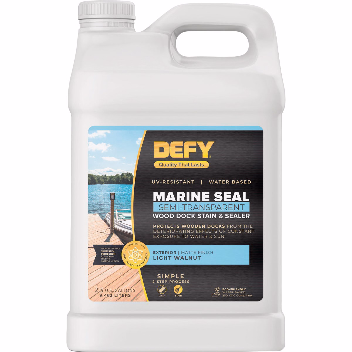 Defy Marine Seal Wood Dock Stain & Sealer, Light Walnut, 2.5 Gal.