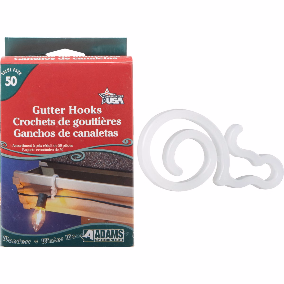 Adams White Gutter Light Clips (50-Pack)