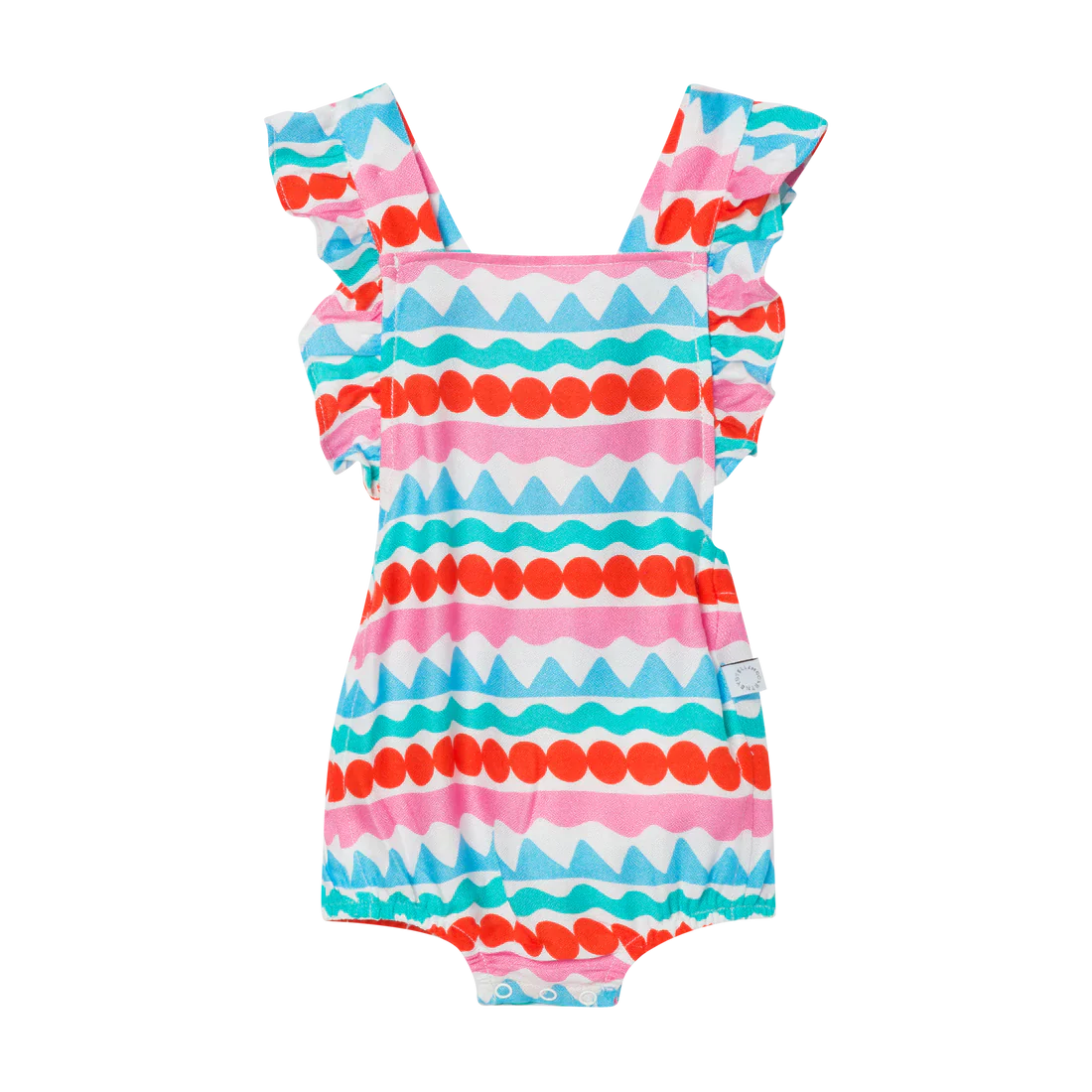 STELLA MCCARTNEY Baby Girl Ruffled Tricolor Stripes All in One Swimming Bodysuit – 3Y