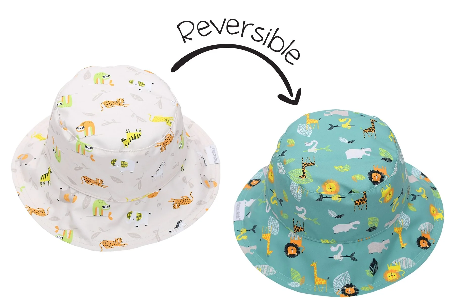FlapJackKids Kids UPF50+ Patterned Sun Hat – Zoo