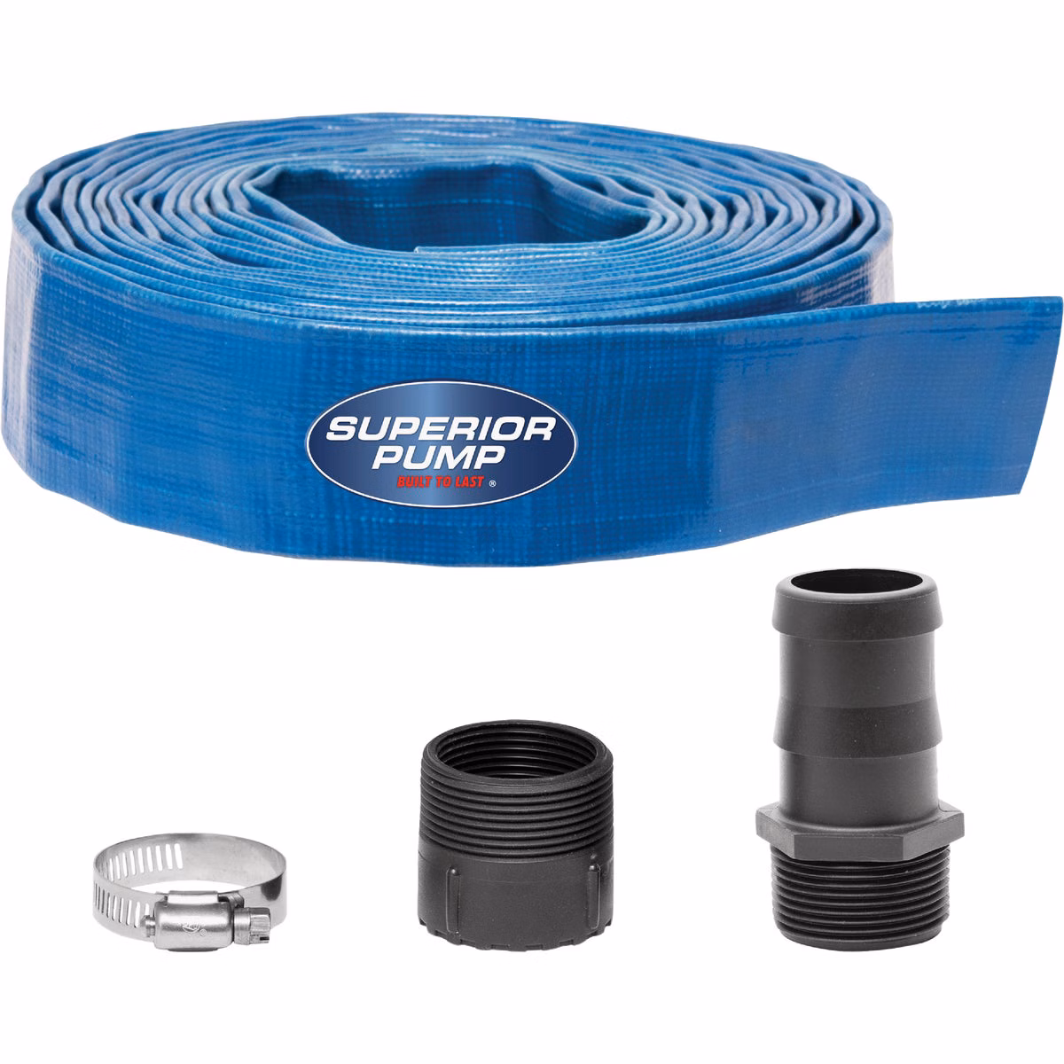 Superior Pump 1-1/2 In. Dia. x 25 Ft. L Lay-Flat Discharge Sump Pump Hose Kit