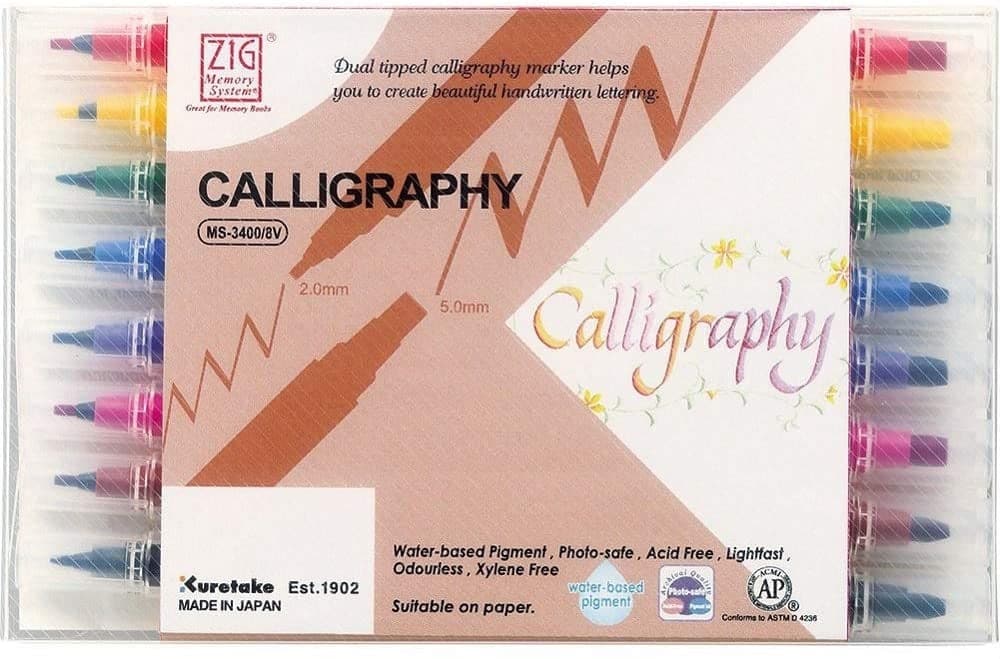 Kuretake ZIG Memory System Calligraphy Pen 8 Colour Set