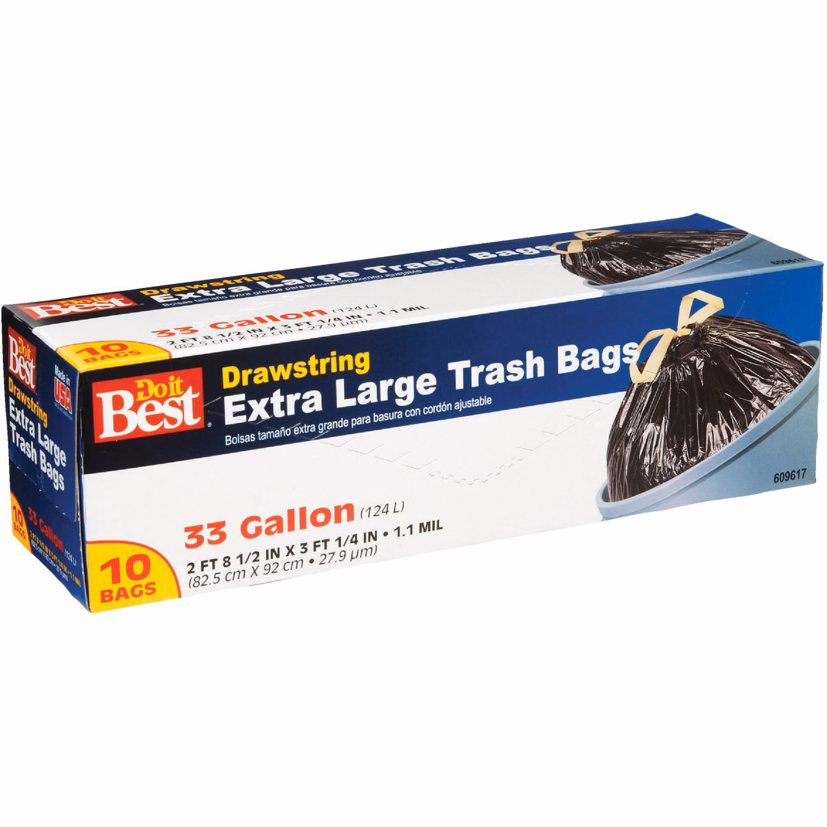 Do it Best 33 Gal. Extra Large Black Trash Bag (10-Count)