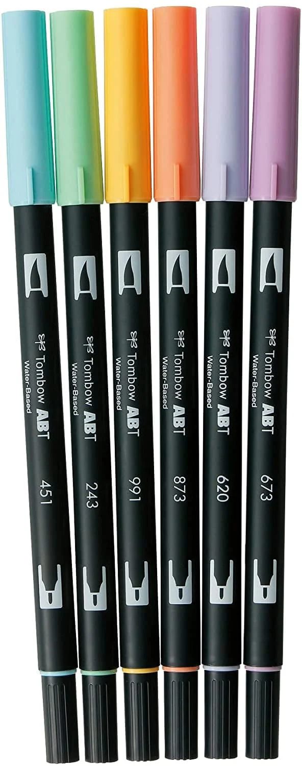 Tombow ABT Dual Brush Pens- Pastels, Set of 6