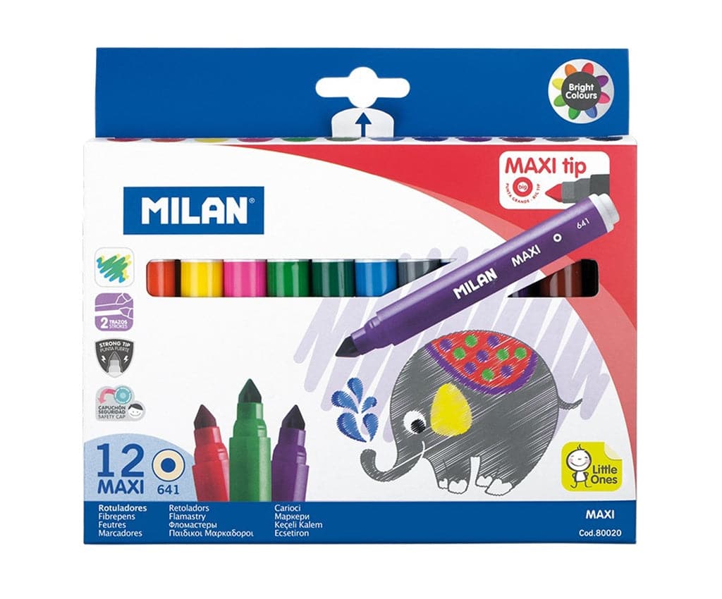 Milan — 12 Maxi Water-Based Fibrepens