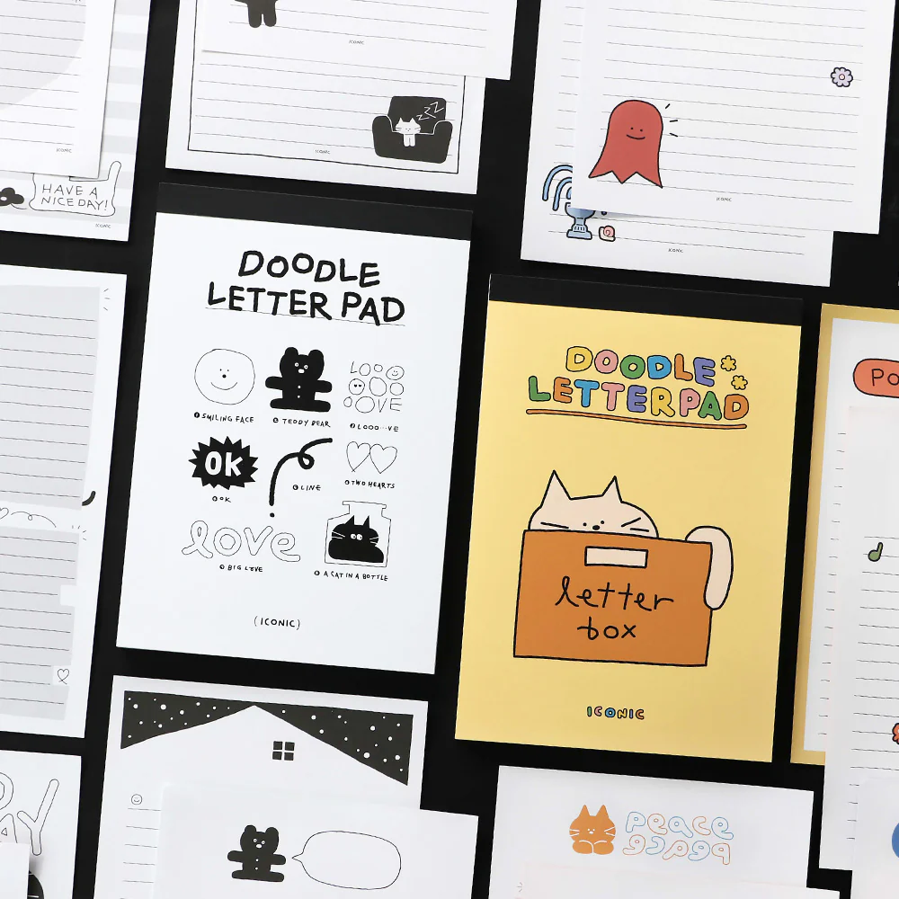 Iconic Doodle B5 Letter Paper Pad – 9 Designs, 63 Sheets