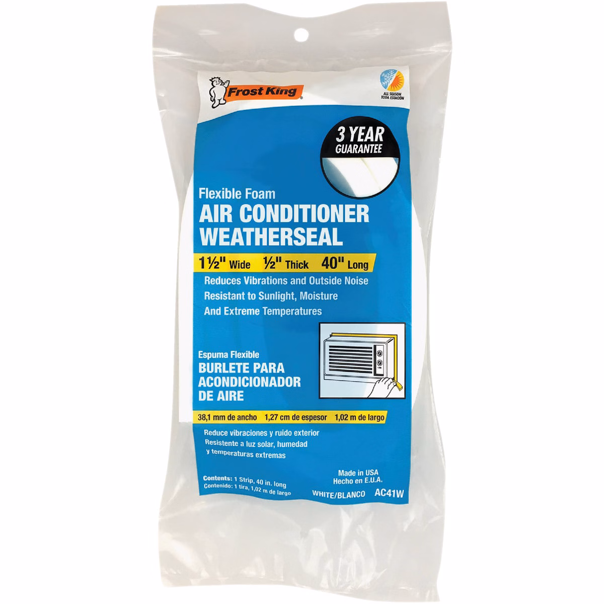 Frost King 40 In. x 1-1/2 In. x 1/2 In. Air Conditioning Weatherstrip