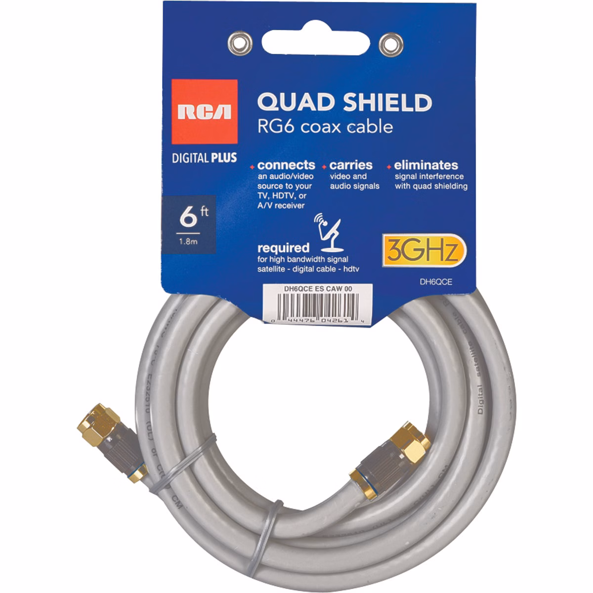 RCA 6 Ft. Gray Digital Plus Quad RG6 Coaxial Cable