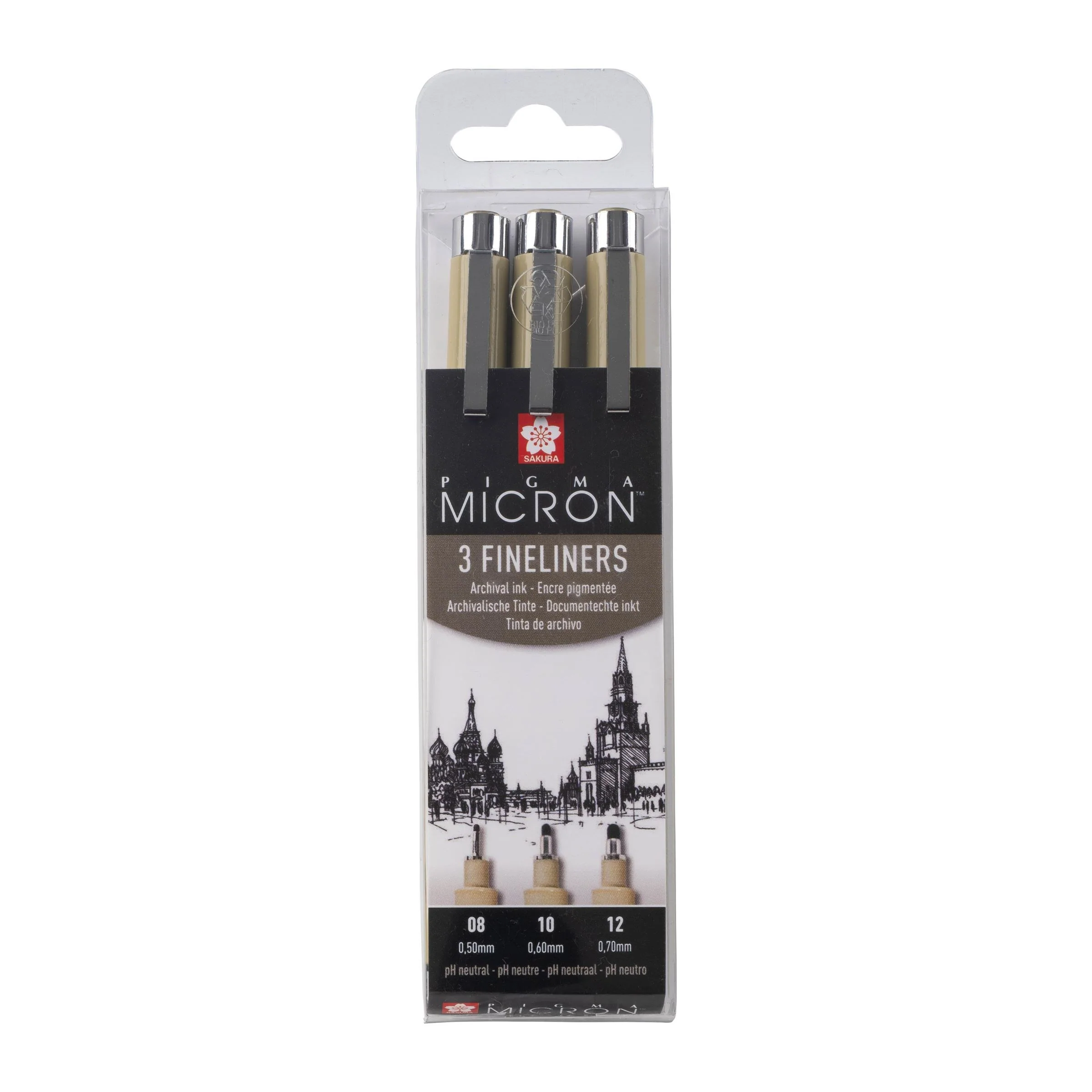 Sakura Pigma Micron Wallet, 3 Fine Liners Broad – Black