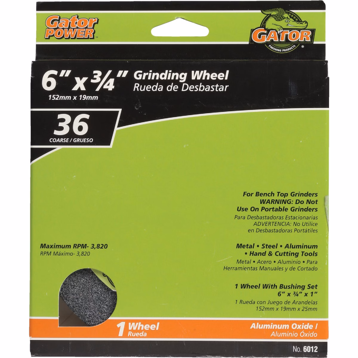 Gator Blade 6 In. 3/4 In. Adjustable – 1", 3/4", 5/8", 1/2" Bench Grinding Wheel