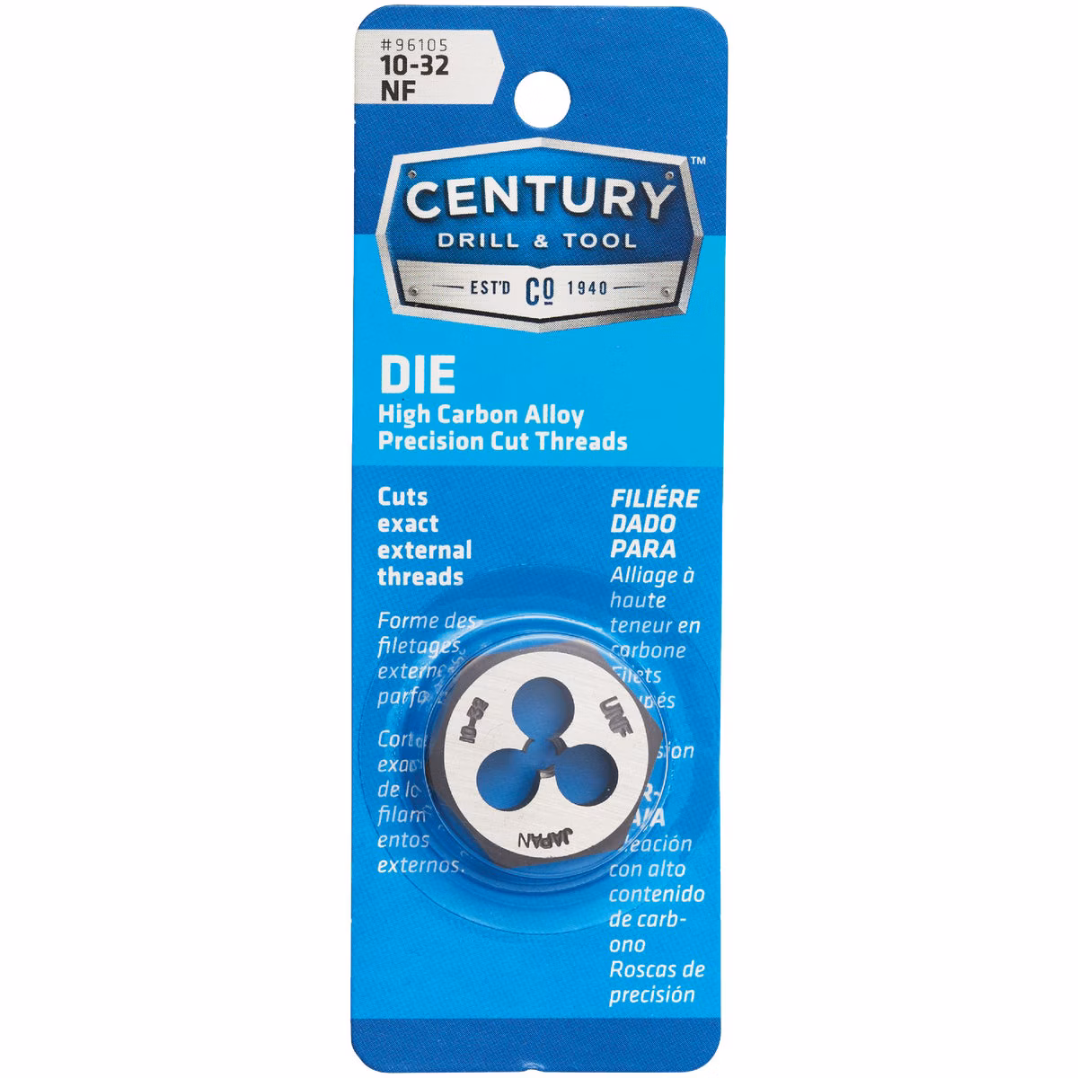 Century Drill & Tool 10-32 National Fine 1 In. Across Flats Fractional Hexagon Die